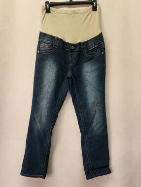 Maternity Dark Blue Jeggings with Beige Support Panel